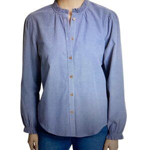 Gloria Vanderbilt Women's Cotton Ruffle-Trim Blouse Blue Button  XXL NWT